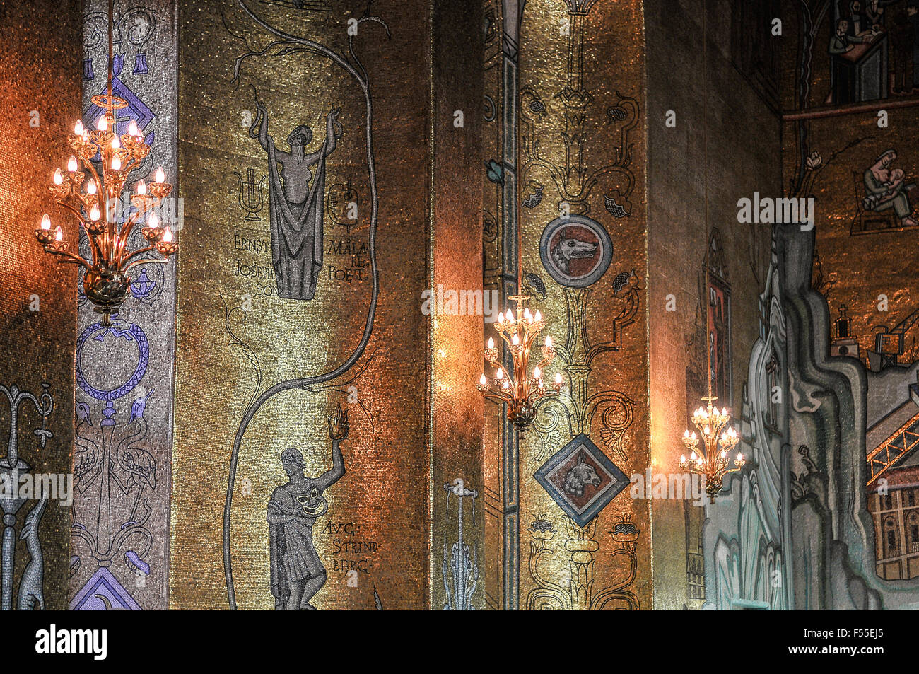 Svezia Stoccolma Stadshuset Municipio Sala D Oro Ornata Da Mosaici Stock Photo Alamy