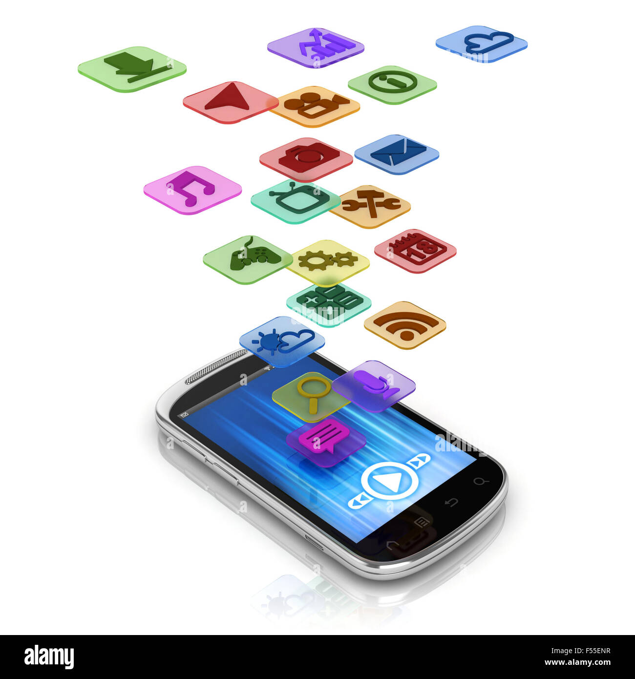 smart phone application icons - app 3d concept Stock Photo