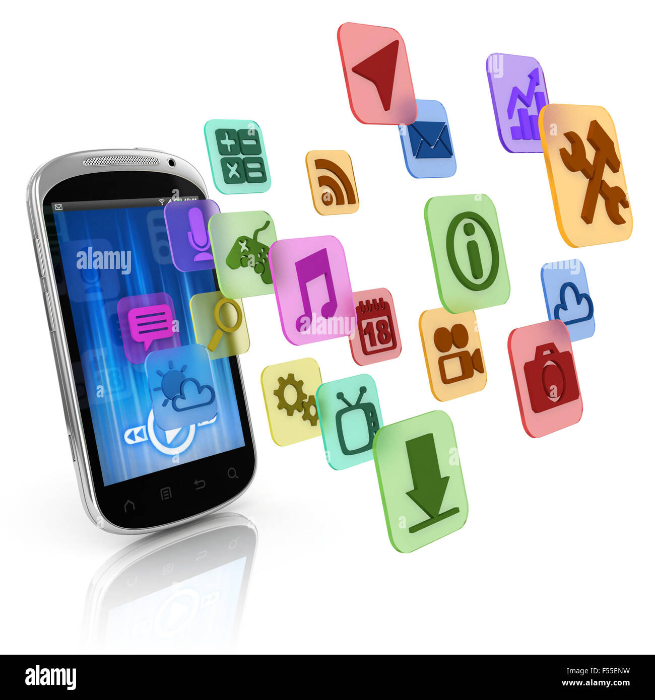 smart phone application icons - app 3d concept Stock Photo