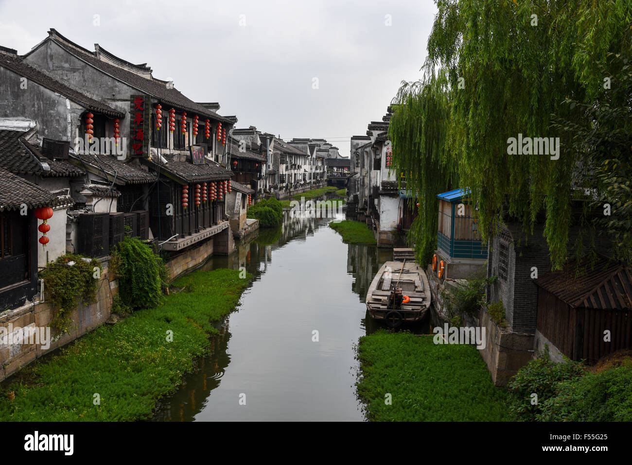 traditional houses by riverside in South China Stock Photo