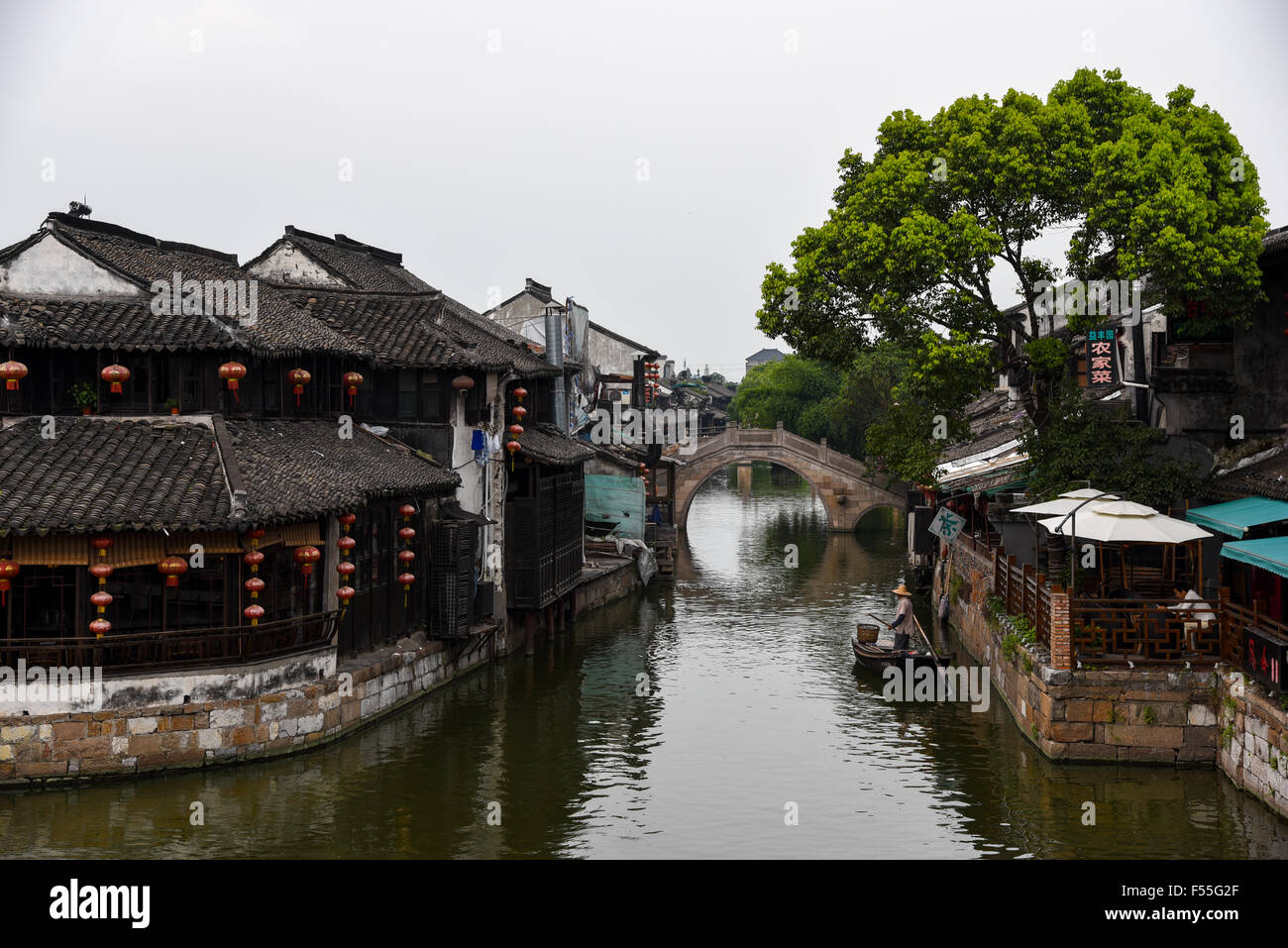 traditional houses beside river in China Hangzhou Stock Photo Alamy
