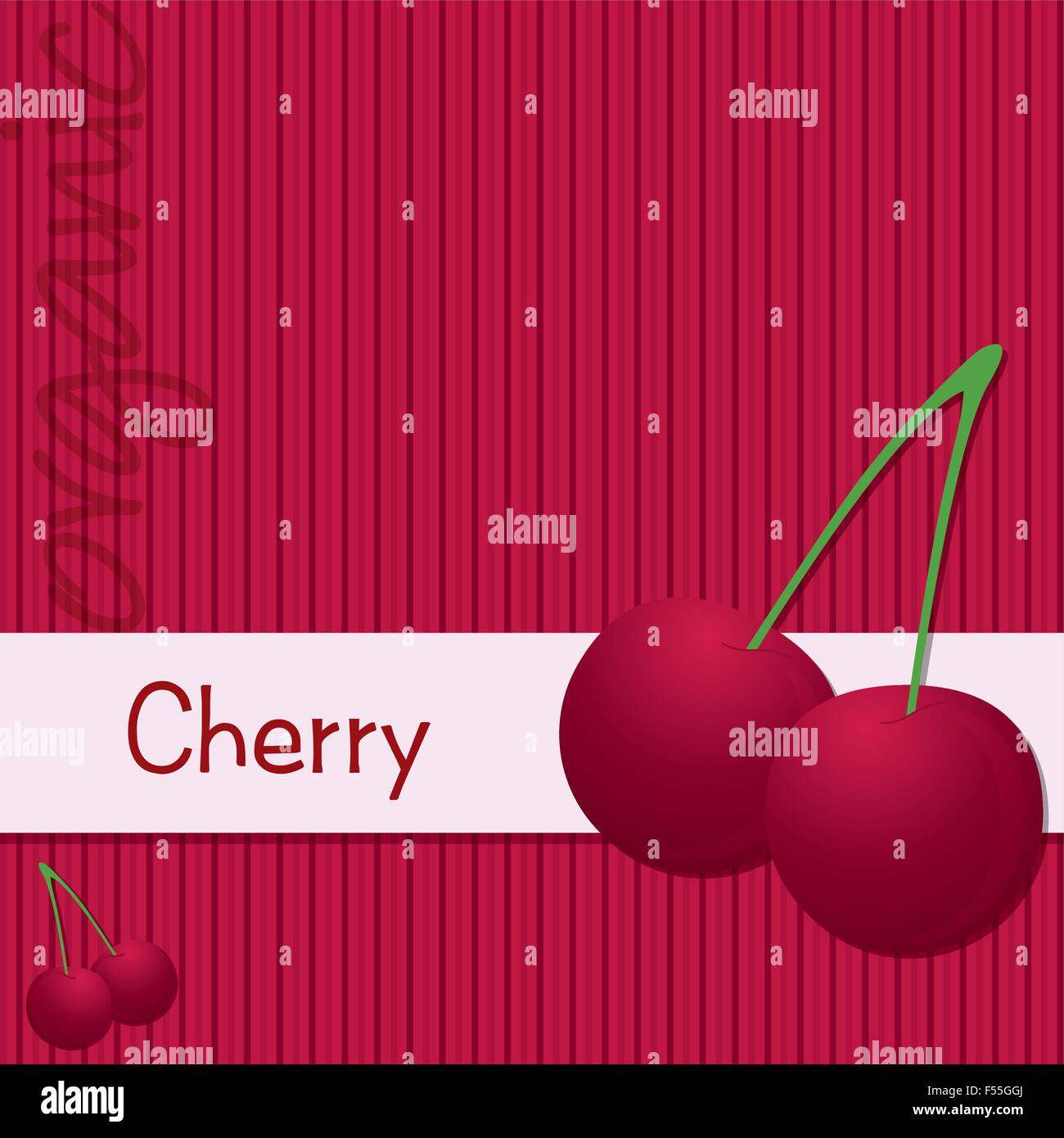 Bright organic cherry card in vector format. Stock Vector