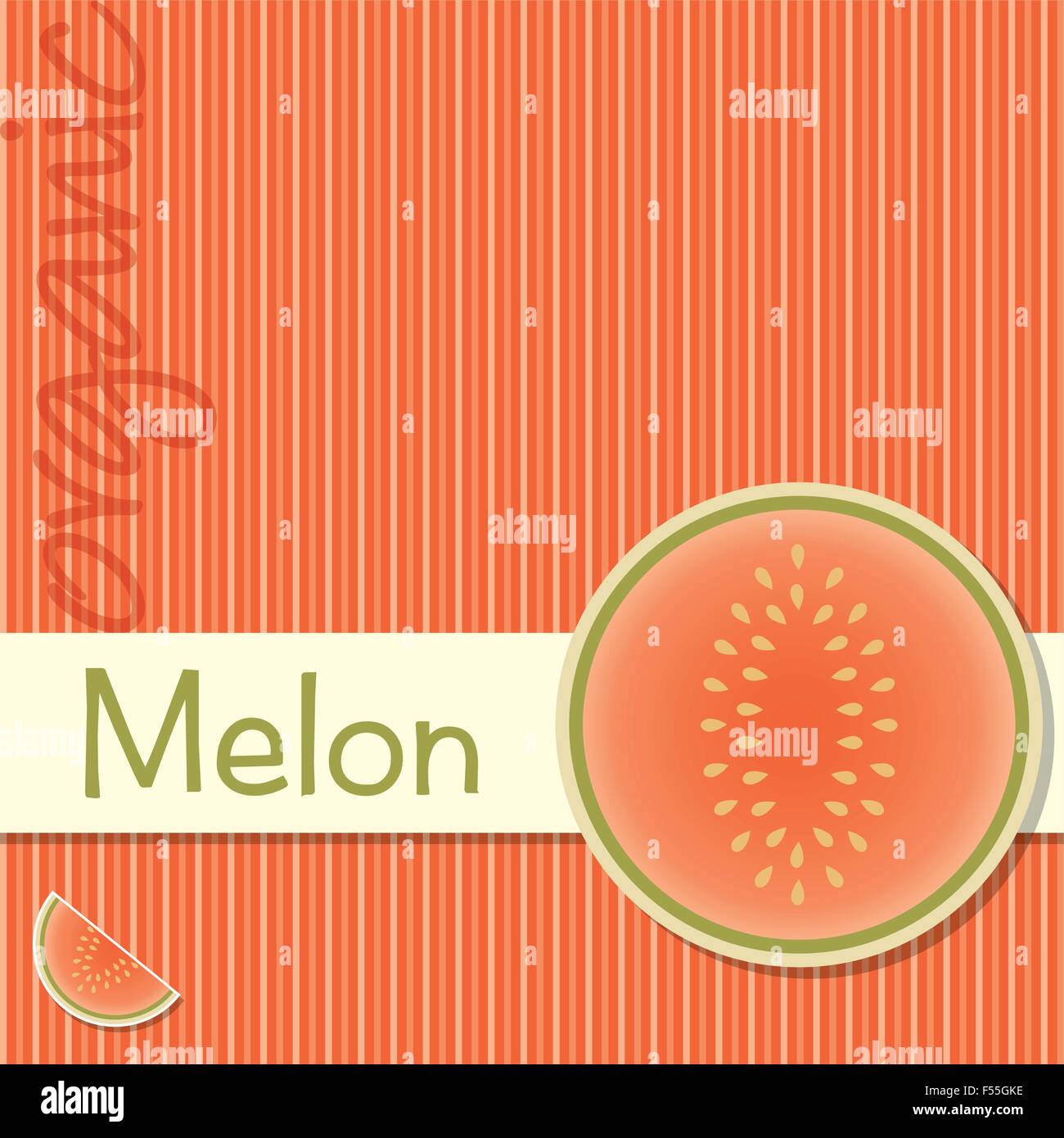 Bright organic melon card in vector format. Stock Vector