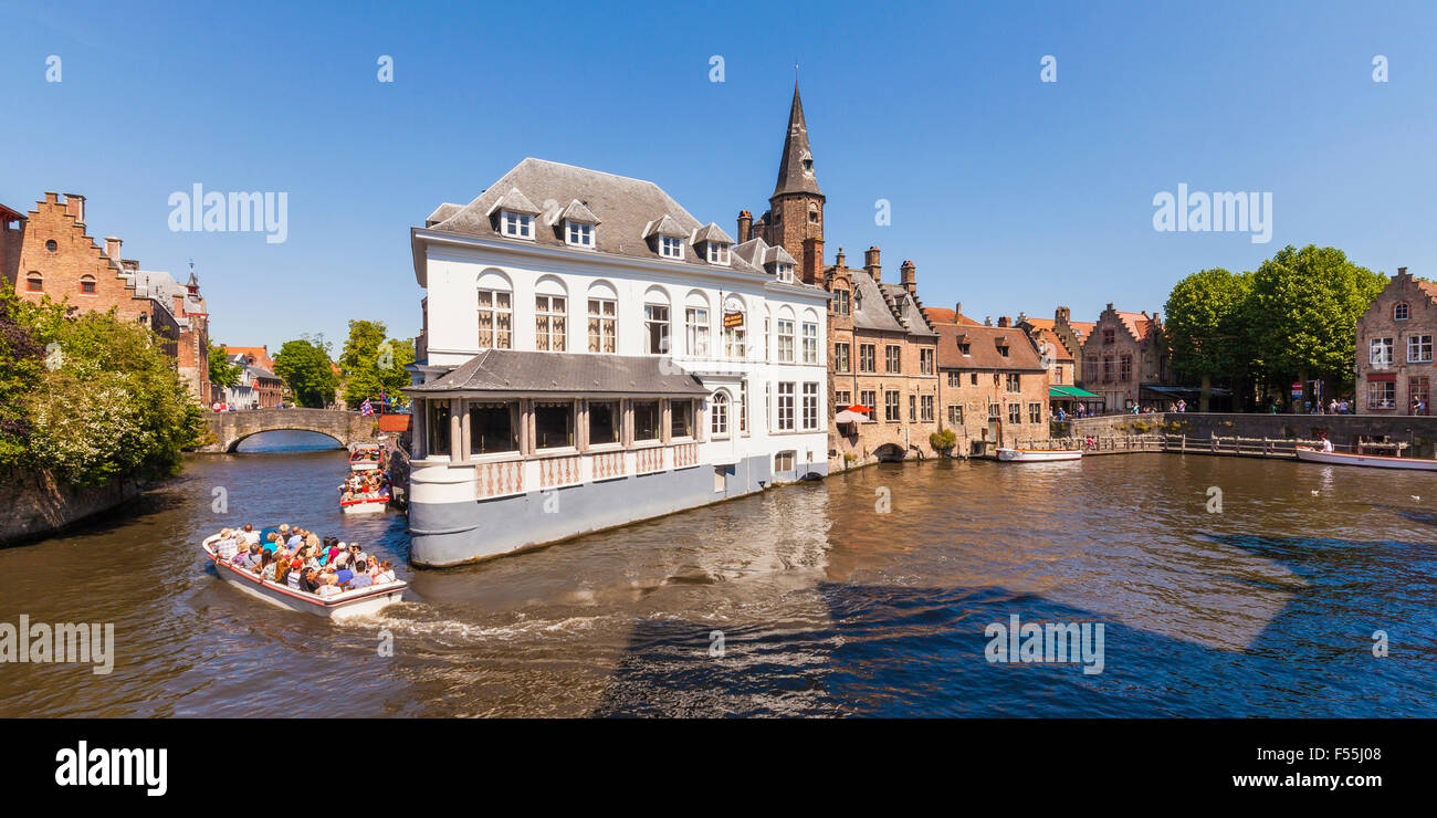 Belgium, Bruges, Boat trip through the old town Stock Photo