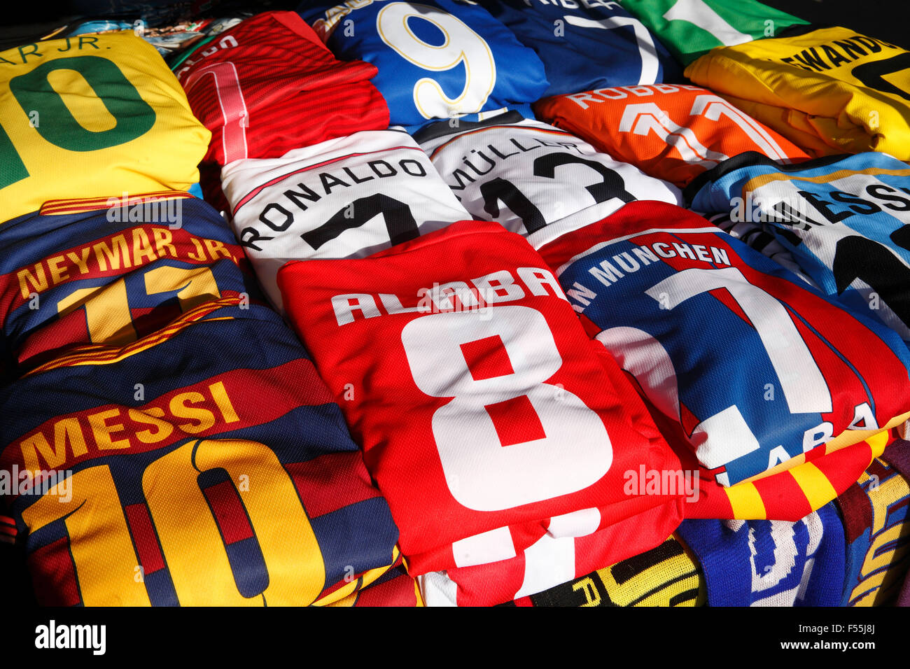 Naschmarkt, market stall with football shirts, Vienna, Austria, Europe Stock Photo Alamy