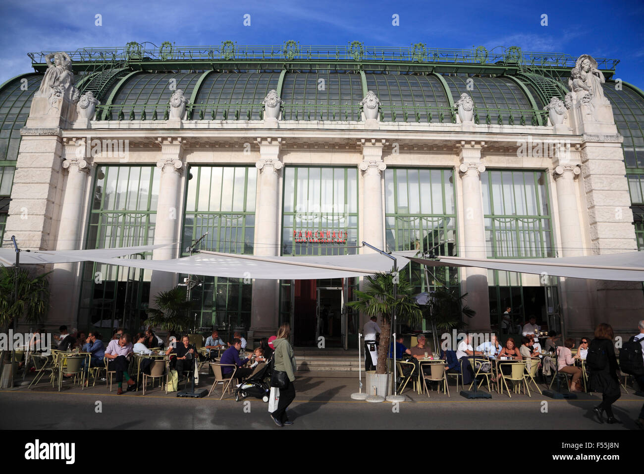 Cafe at  Palm house (Palmenhaus) near Burggarten,  Vienna, Austria, Europe Stock Photo