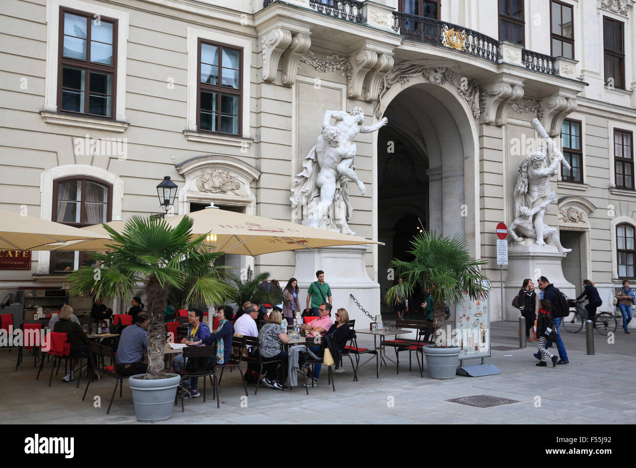 Hofburg, inner courtyard, Cafe,  Vienna, Austria, Europe Stock Photo