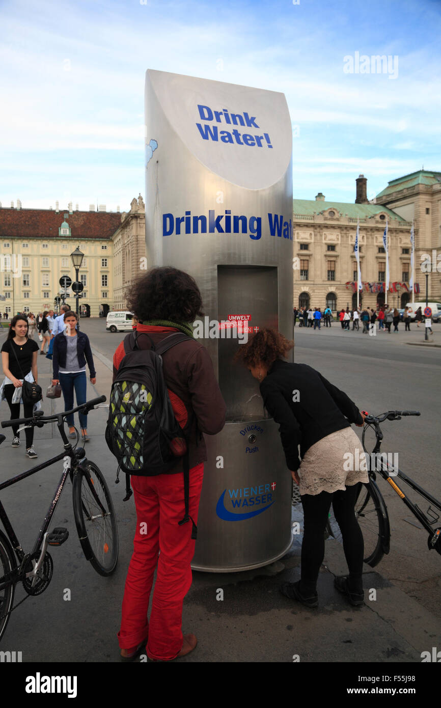 Drinking water station at Heldenplatz, Vienna, Austria, Europe Stock