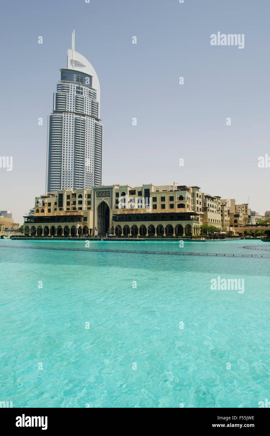 The Address hotel building Dubai Mall and Souk Al Bahar shopping mall