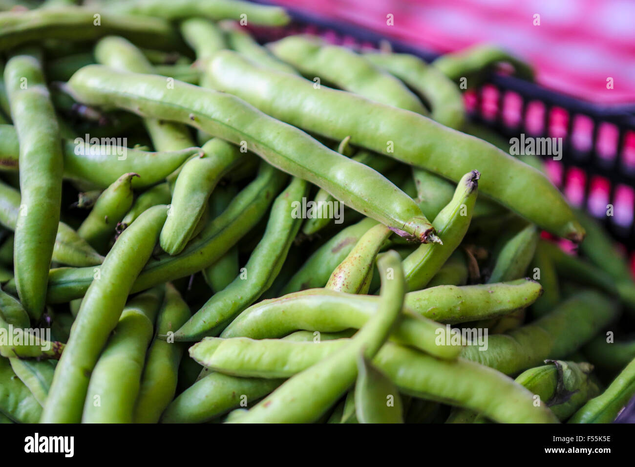 Raw Green beans in pod Stock Photo