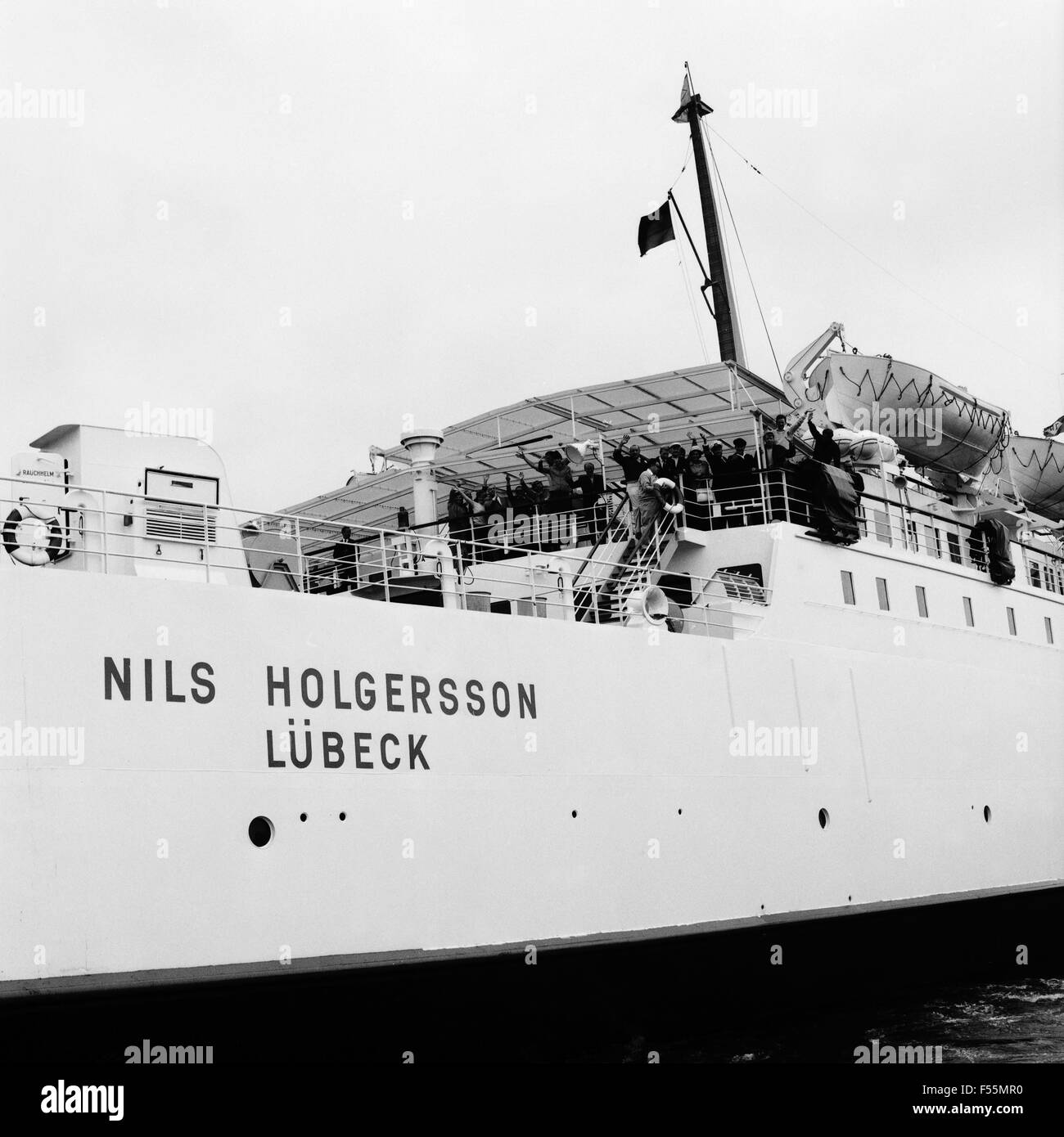 Das Schiff 'Nils Holgersson' der TT-Line, Deutschland 1960er Jahre. Vessel 'Nils Holgersson' of TT line, Germany 1960s. Stock Photo