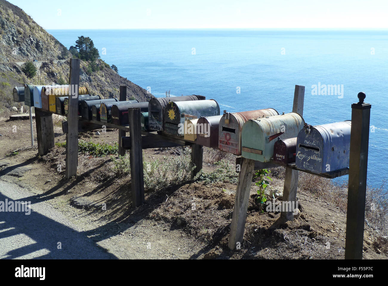 05.11.2014, San Simeon, California, USA Mailboxes on the edge of the highway