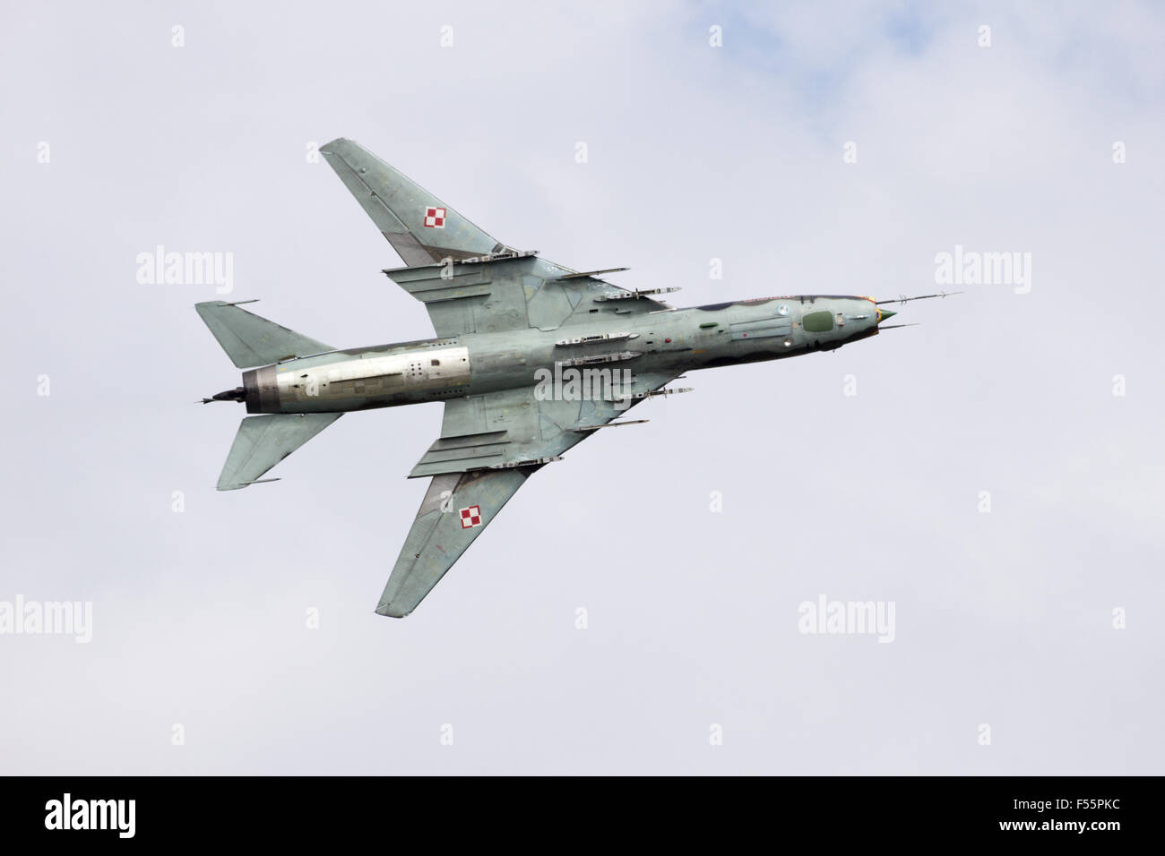 Polish Air Force Sukhoi Su-22 bomber plane flyby at the Dutch Air Force Open Day. Stock Photo