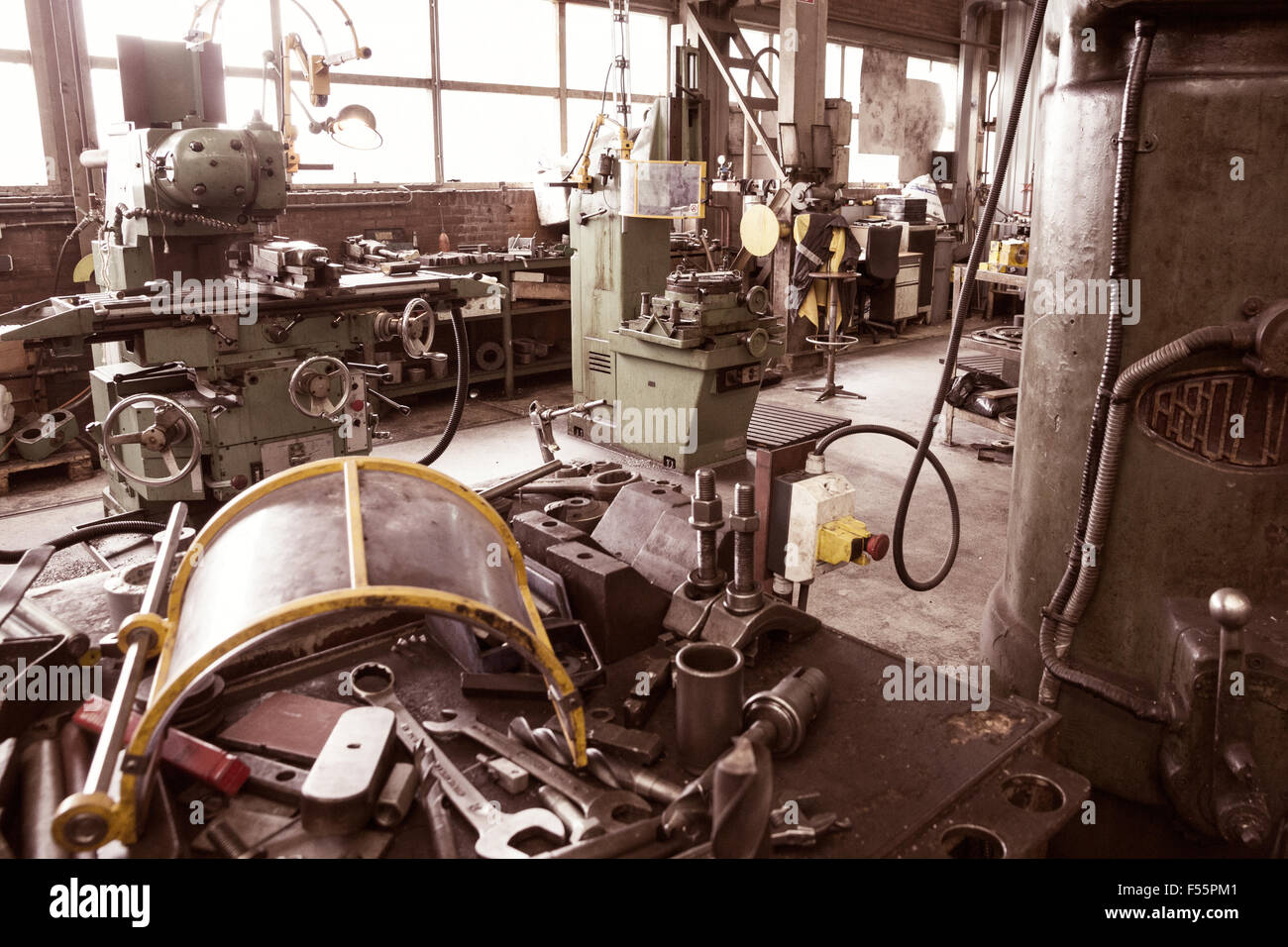 Tools and equipment in an industrial factory Stock Photo