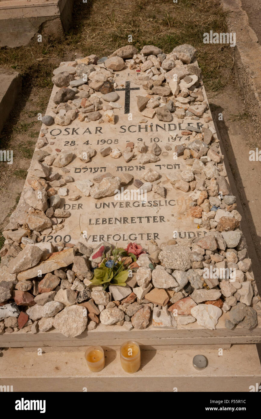 Oskar Schindler's Grave, Mount Zion Israel Stock Photo