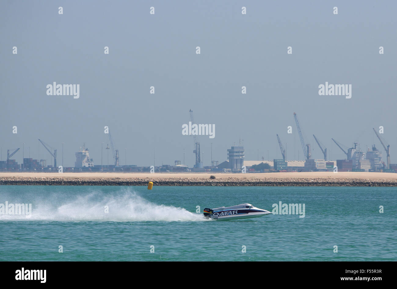 07.03.2015, Doha, Qatar, Qatar - Speed boat on the Persian Gulf in ...