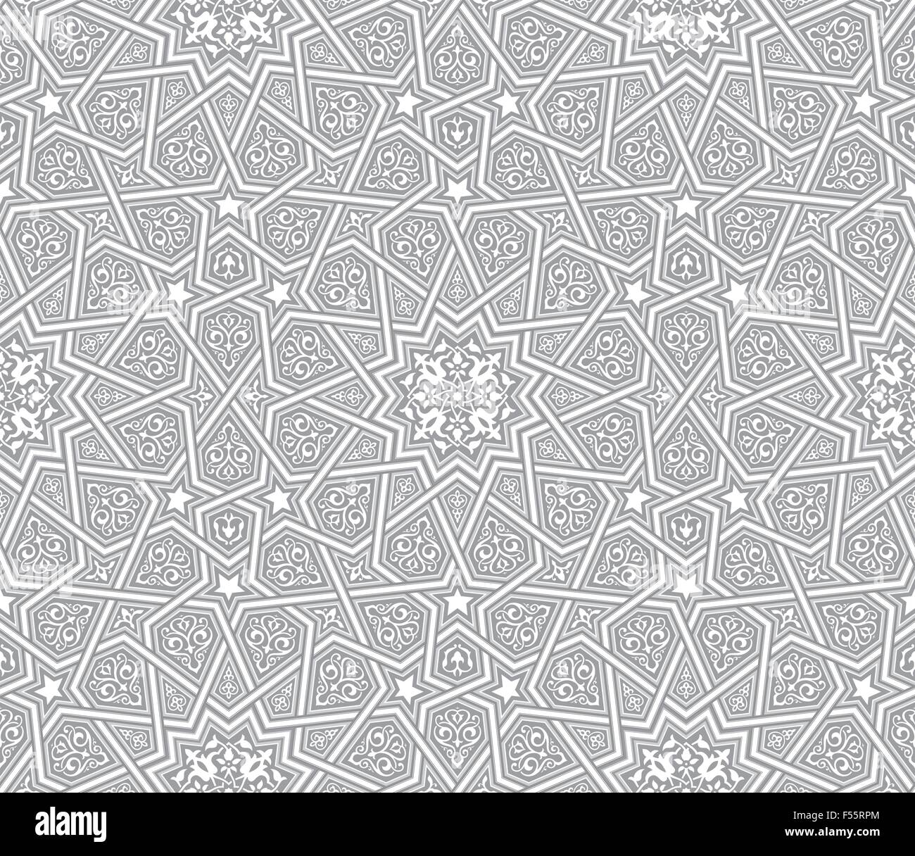 Islamic ornament grey vector background Stock Vector