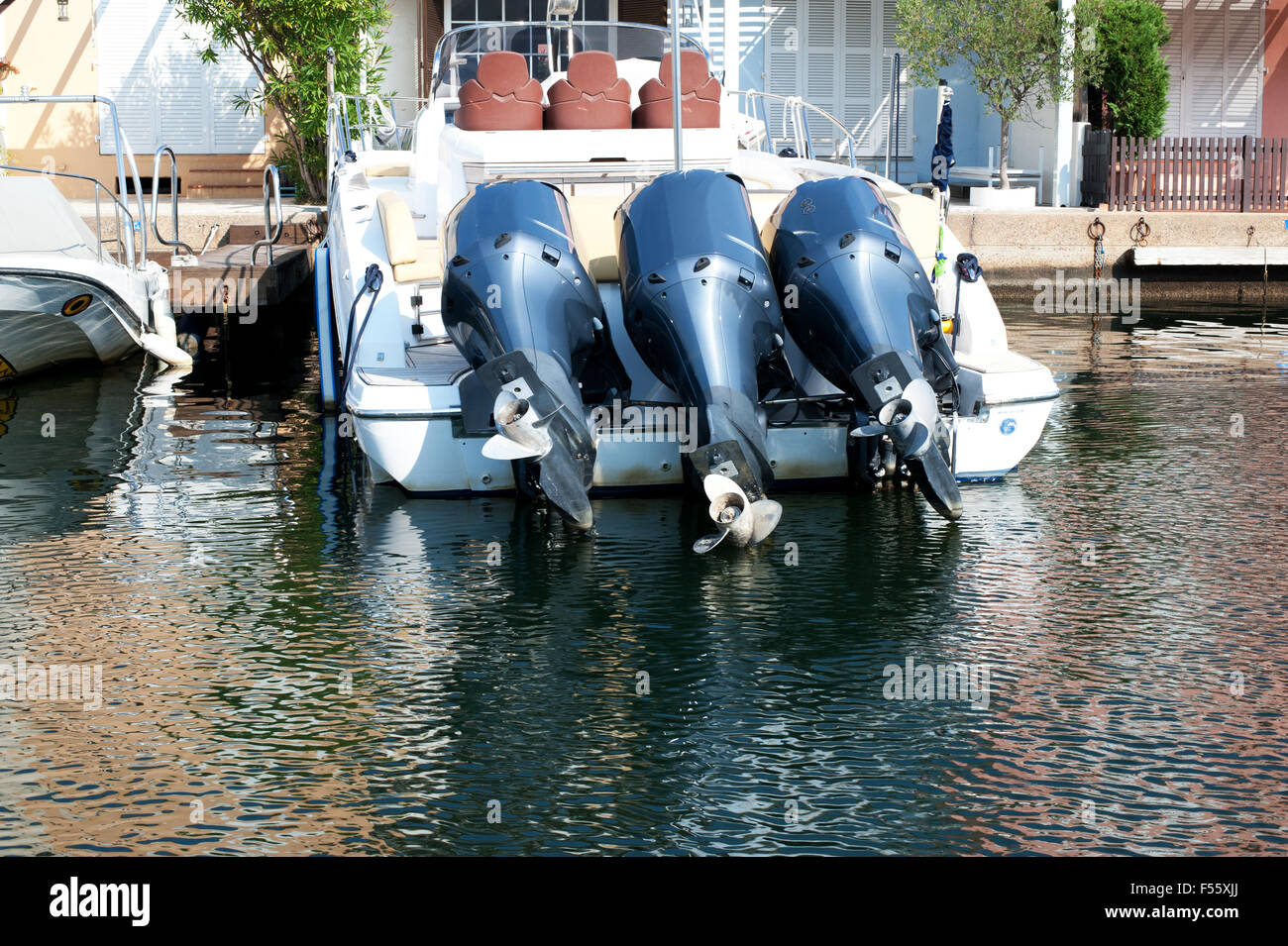 Three motors for yachts Stock Photo