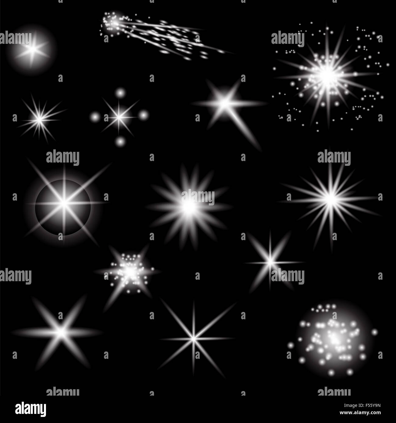 Set of Different White Lights Stock Photo - Alamy