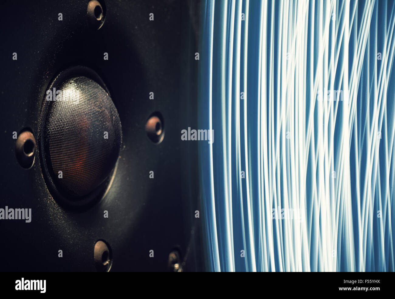 Conceptual composition about frequencies of a tweeter speaker. Stock Photo