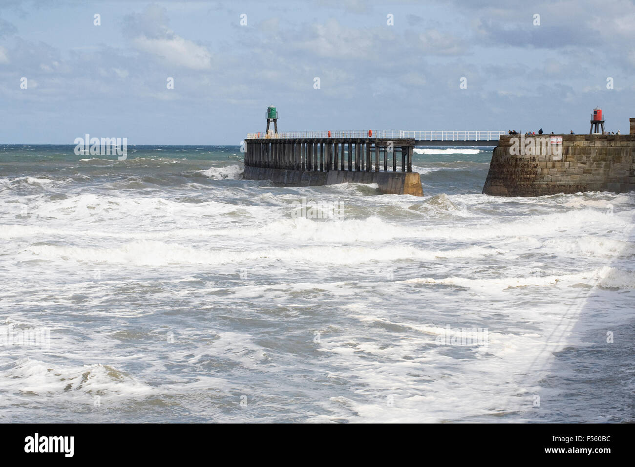 Stormy summer seas at Whitby. Stock Photo