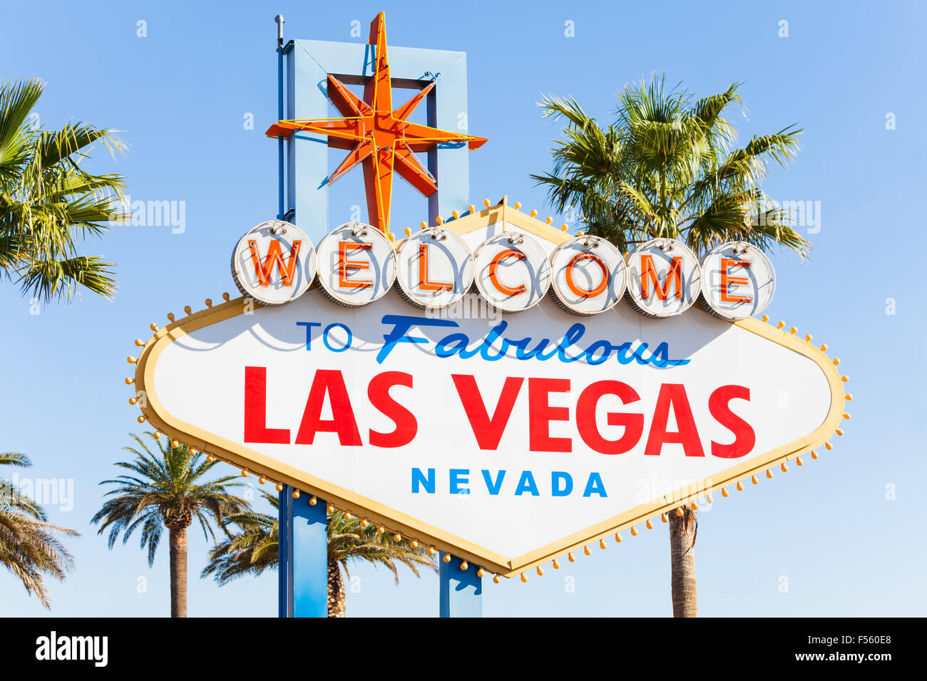 sign to Las Vegas closeup view in summer Stock Photo Alamy