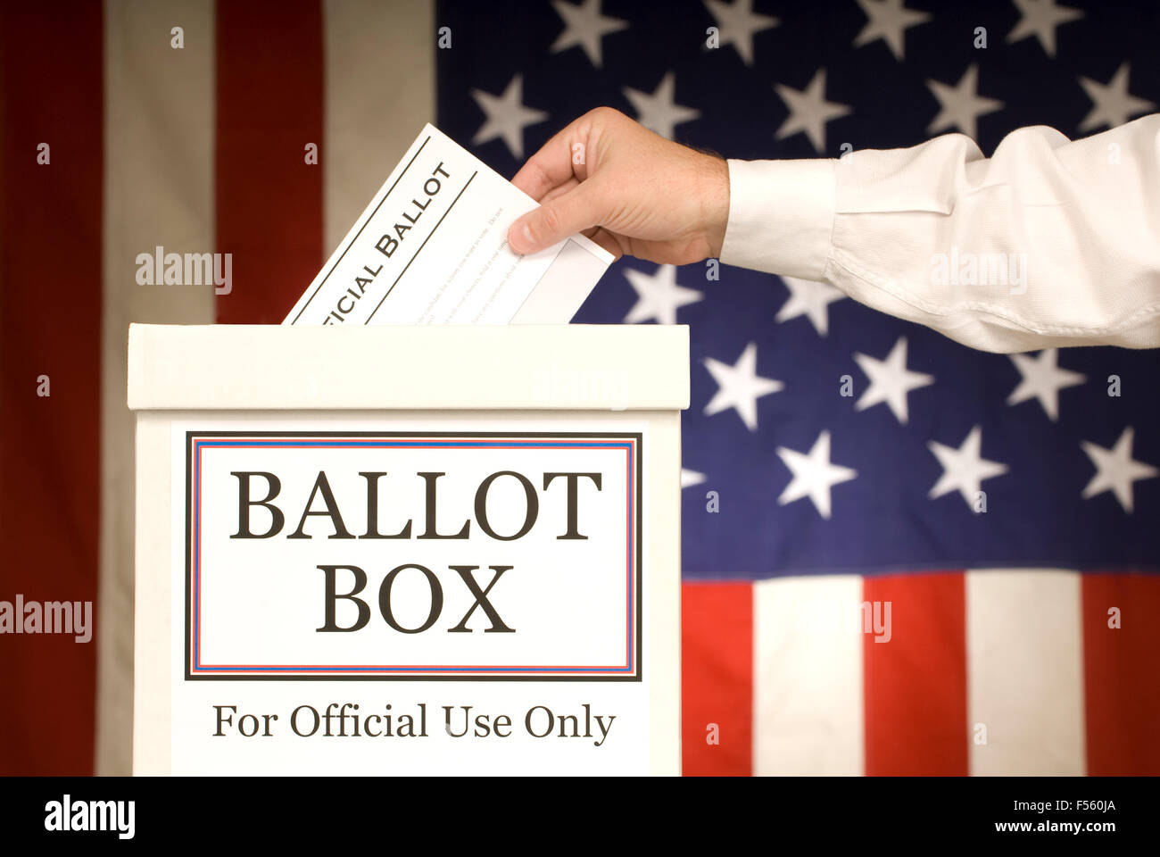 Ballot Box With Hand Voting Stock Photo