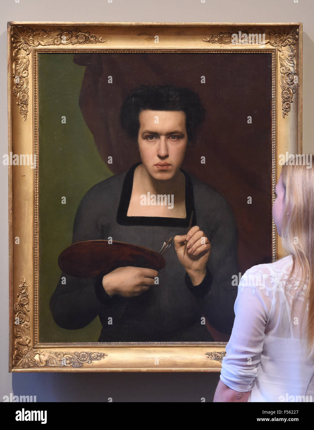 In the state Kunsthalle Karlsruhe is a work ?Self-portrait? from Louis Janmot from the year 1832. The piece is a part of the exhibition 'I am here. From Rembrant to selfies' which runs from the 30 October 2015 until 31 January 2015. Photo: ULI DECK/dpa Stock Photo