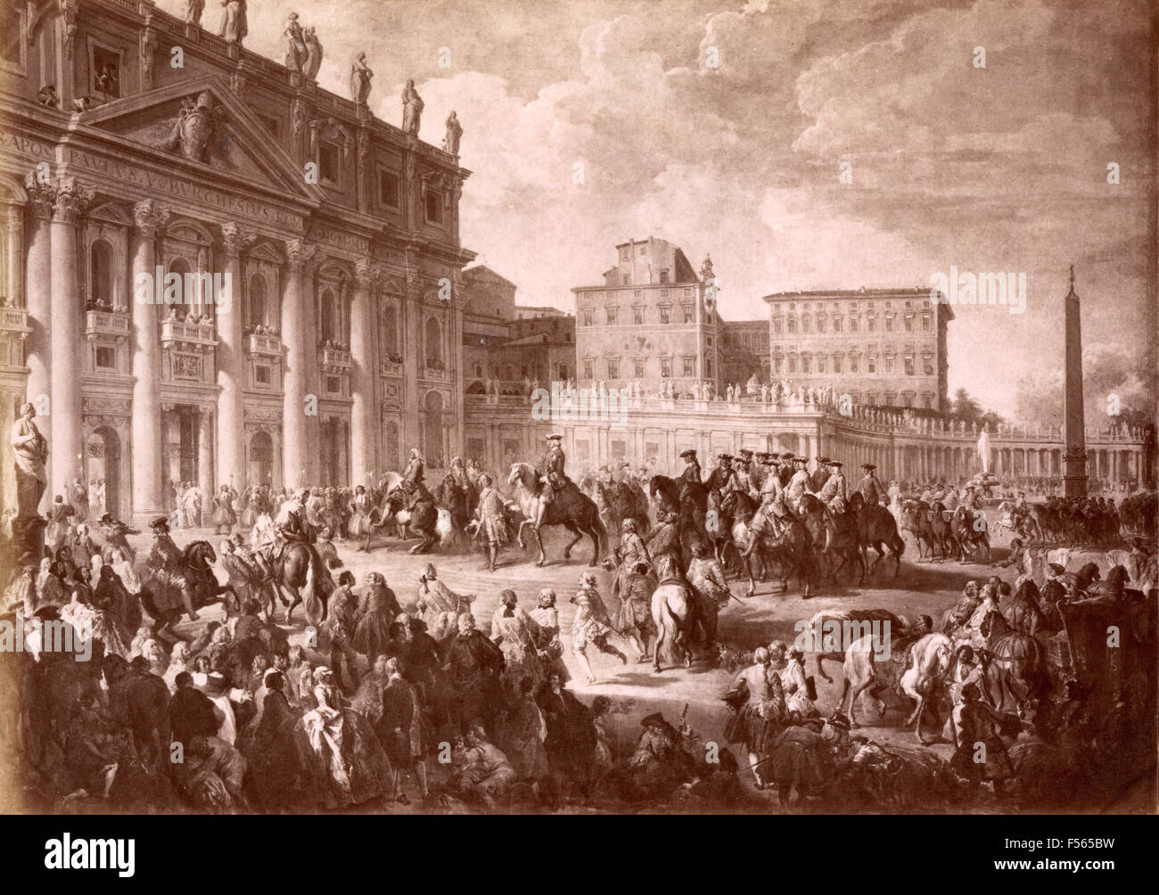 National Museum, Naples: Charles III of Bourbon in Rome on St. Peter's Square, by Giampaolo Pannini Stock Photo
