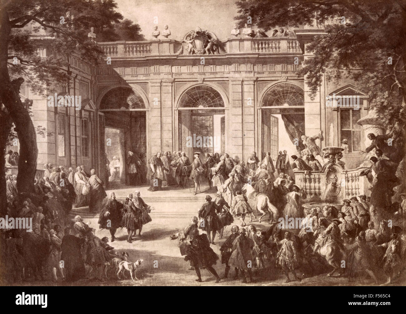 National Museum, Naples: Charles III of Bourbon is presented to Benedict XIV at the Vatican, by Giampaolo Pannini Stock Photo