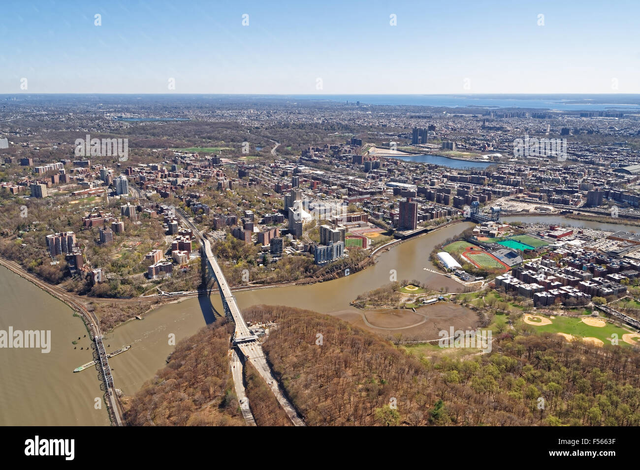 Aerial view of Brooklyn, the third largest central business district in New York City and the