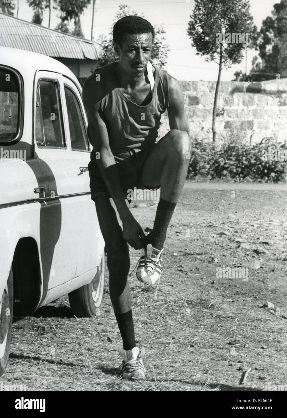 ABEBE BIKILA (1932-1973) Ethiopian Olympic marathon champion in 1968 Stock Photo