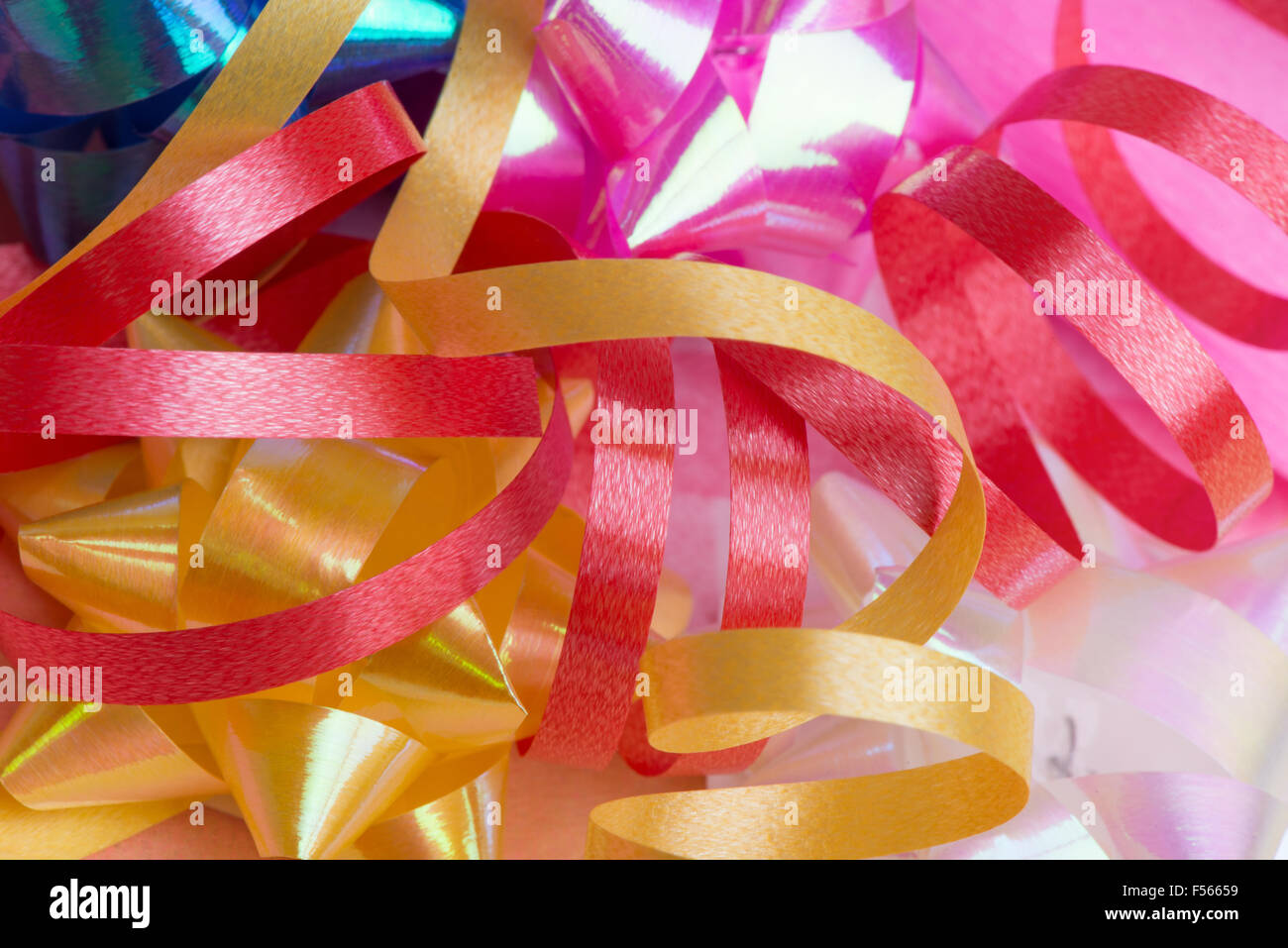 colored ribbons and bows for gift packaging Stock Photo Alamy