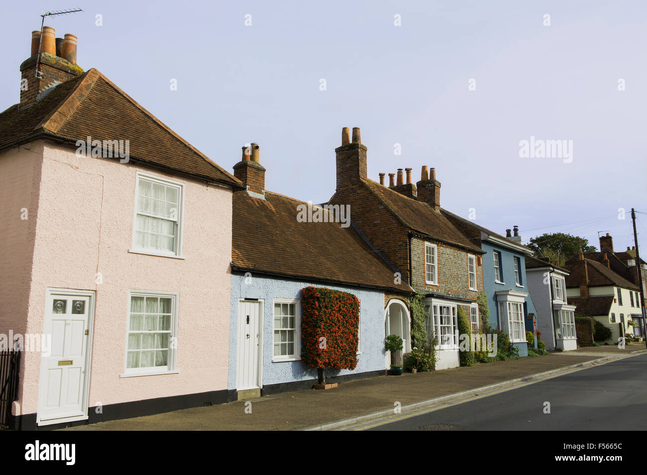 Typical English village street. Row of cottages in Portchester