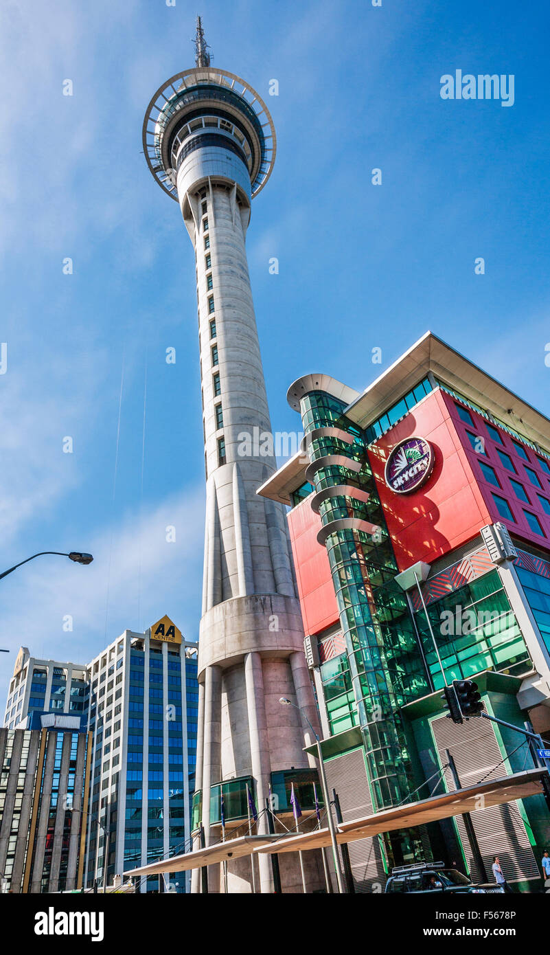 New Zealand, North Island, Auckland, Sky City, view of the 328 metre Sky Tower Stock Photo