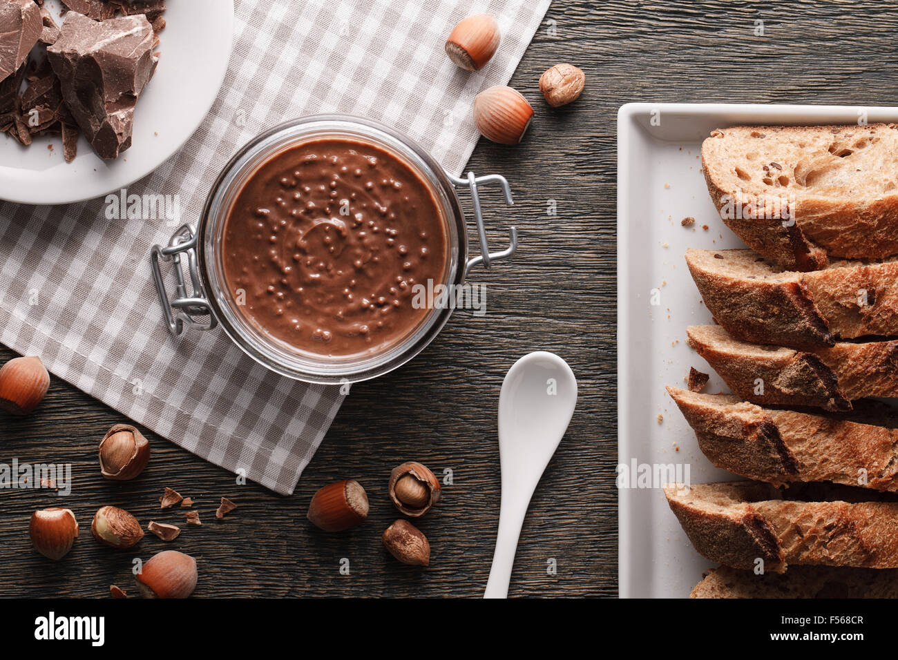 Hazelnut spread with nuts pieces Stock Photo