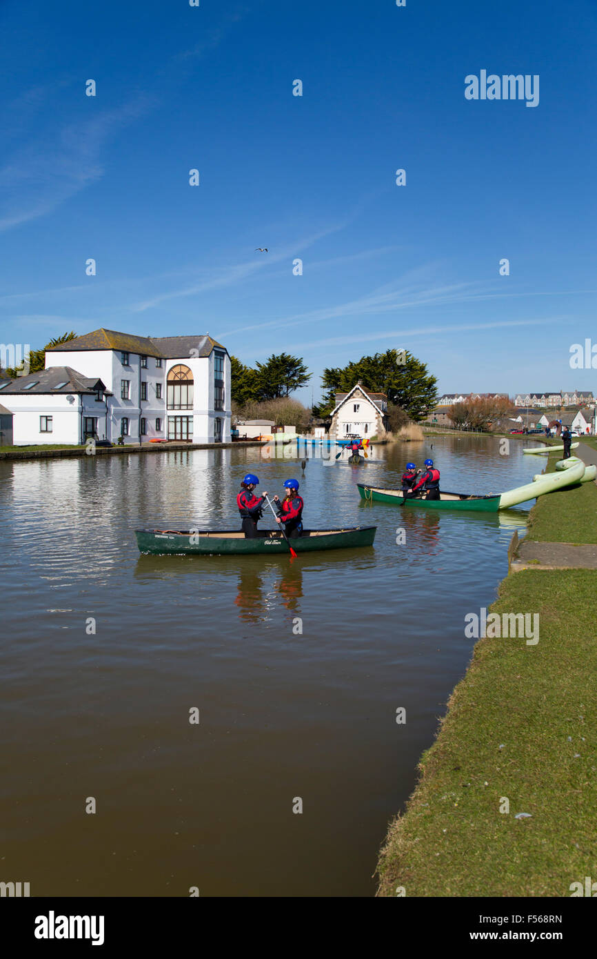 Bude; Learning to Canoe; Cornwall; UK Stock Photo Alamy