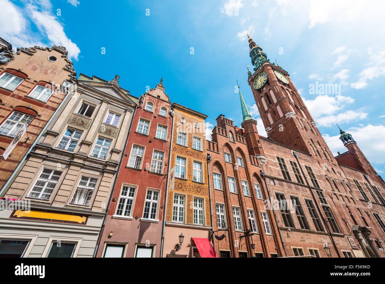 Old and colorful houses in street of Gdansk, Poland, Europe. Beautiful