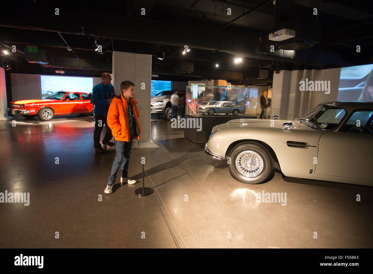 Aston Martin DB5 used in the James Bond 2006 'Casino Royale' film. BOND IN MOTION, James Bond exhibition, London Film Museum, UK Stock Photo