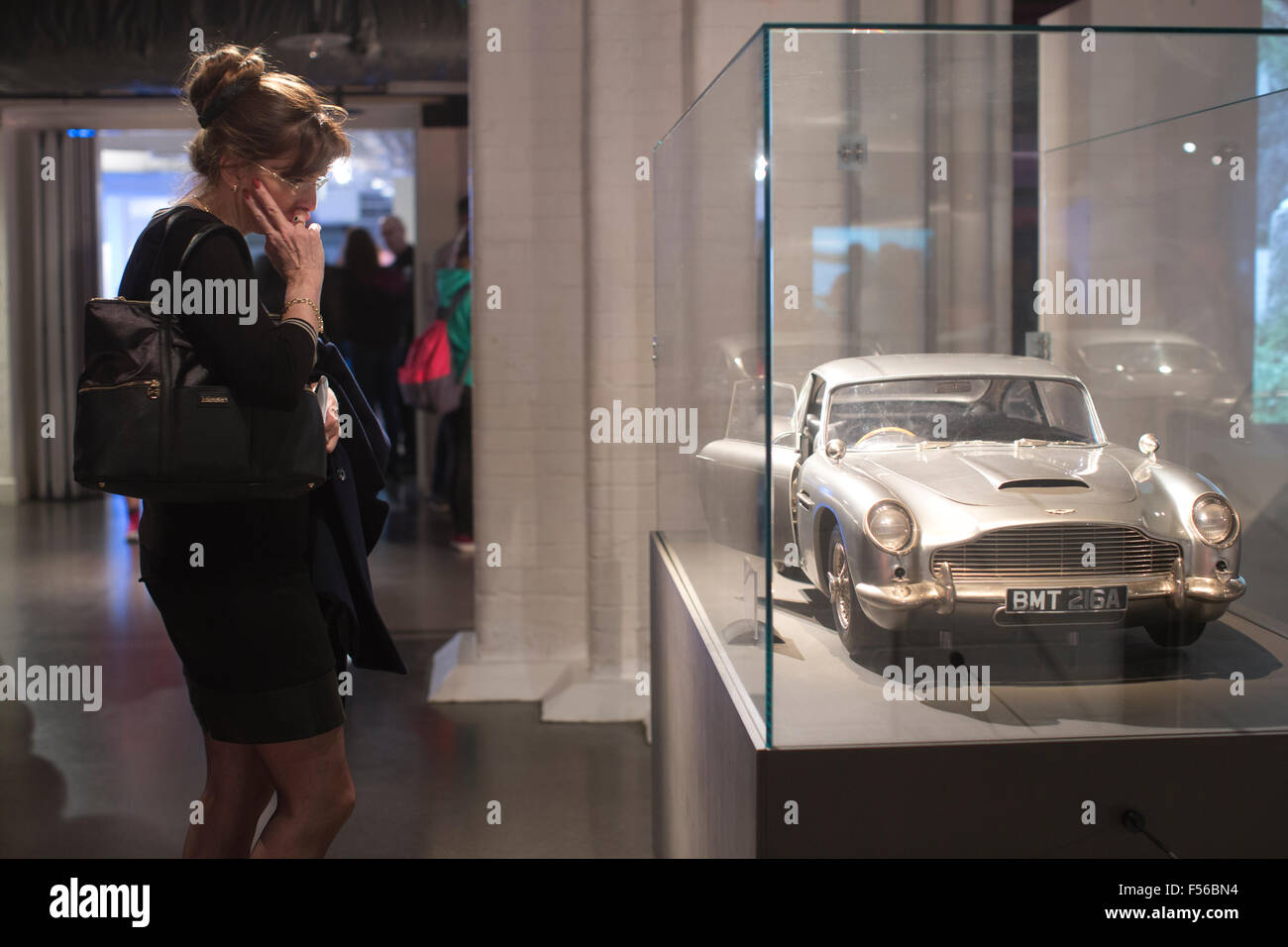 Aston Martin DB5 used in the James Bond 2006 'Casino Royale' film. BOND IN MOTION, James Bond exhibition, London Film Museum, UK Stock Photo