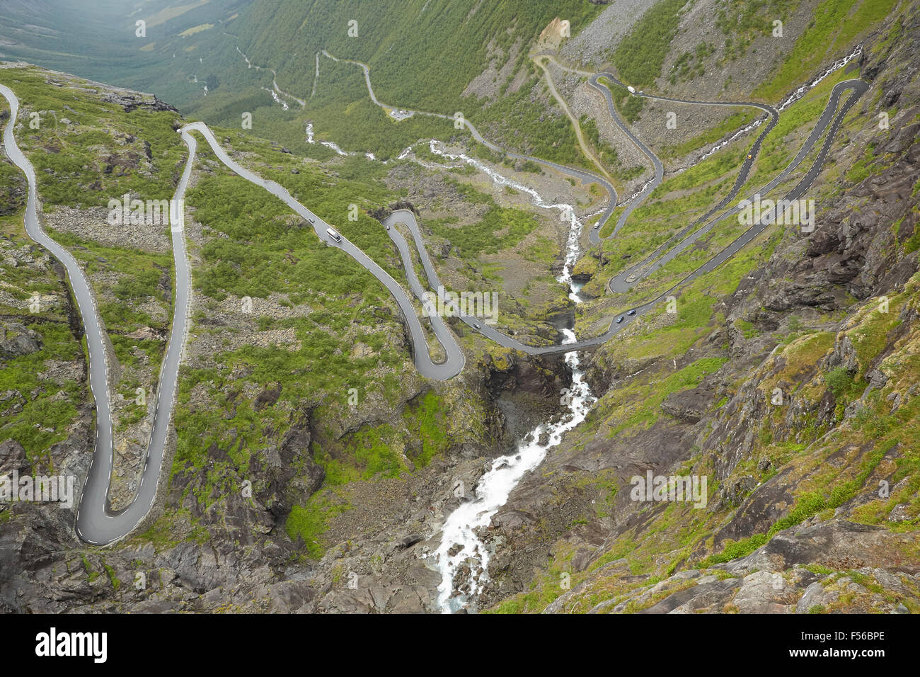 The Iconic Twisting Road On The Trollstigen, Norway. Stock Photo