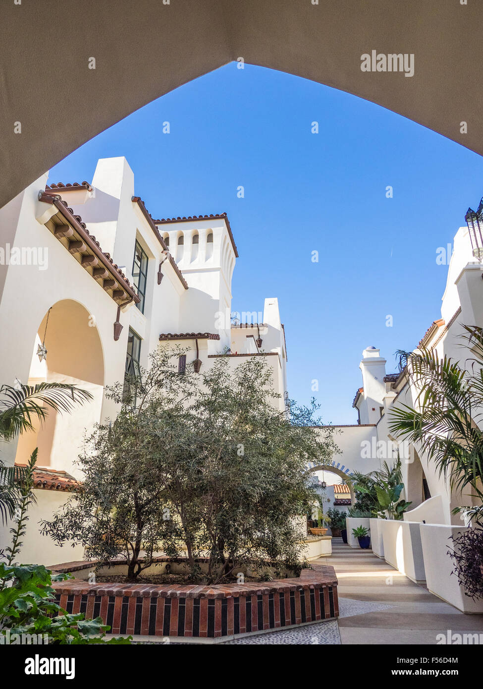 Spanish revival style condominium complex in Santa Barbara Stock Photo
