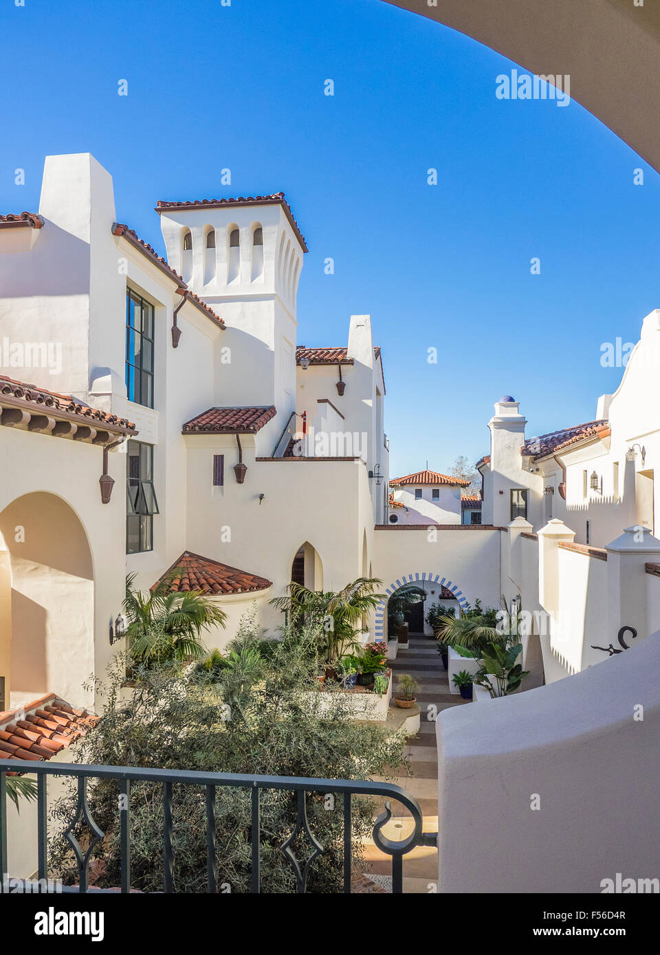 Spanish revival style condominium complex in Santa Barbara Stock Photo