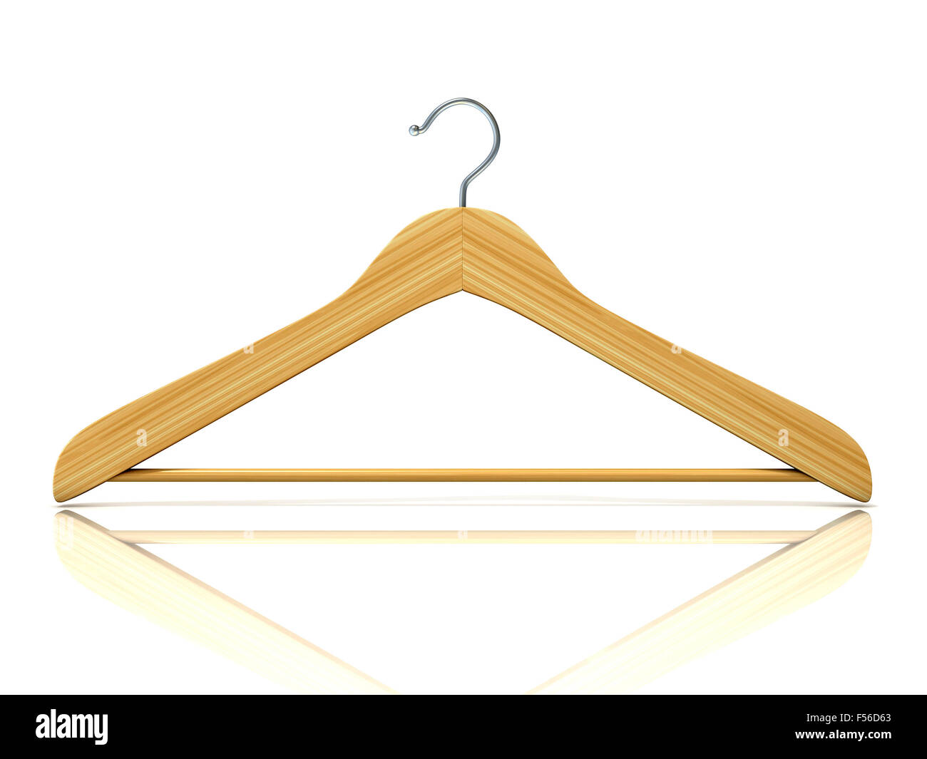 Wooden clothes hangers, 3D render isolated on white background. Front view Stock Photo