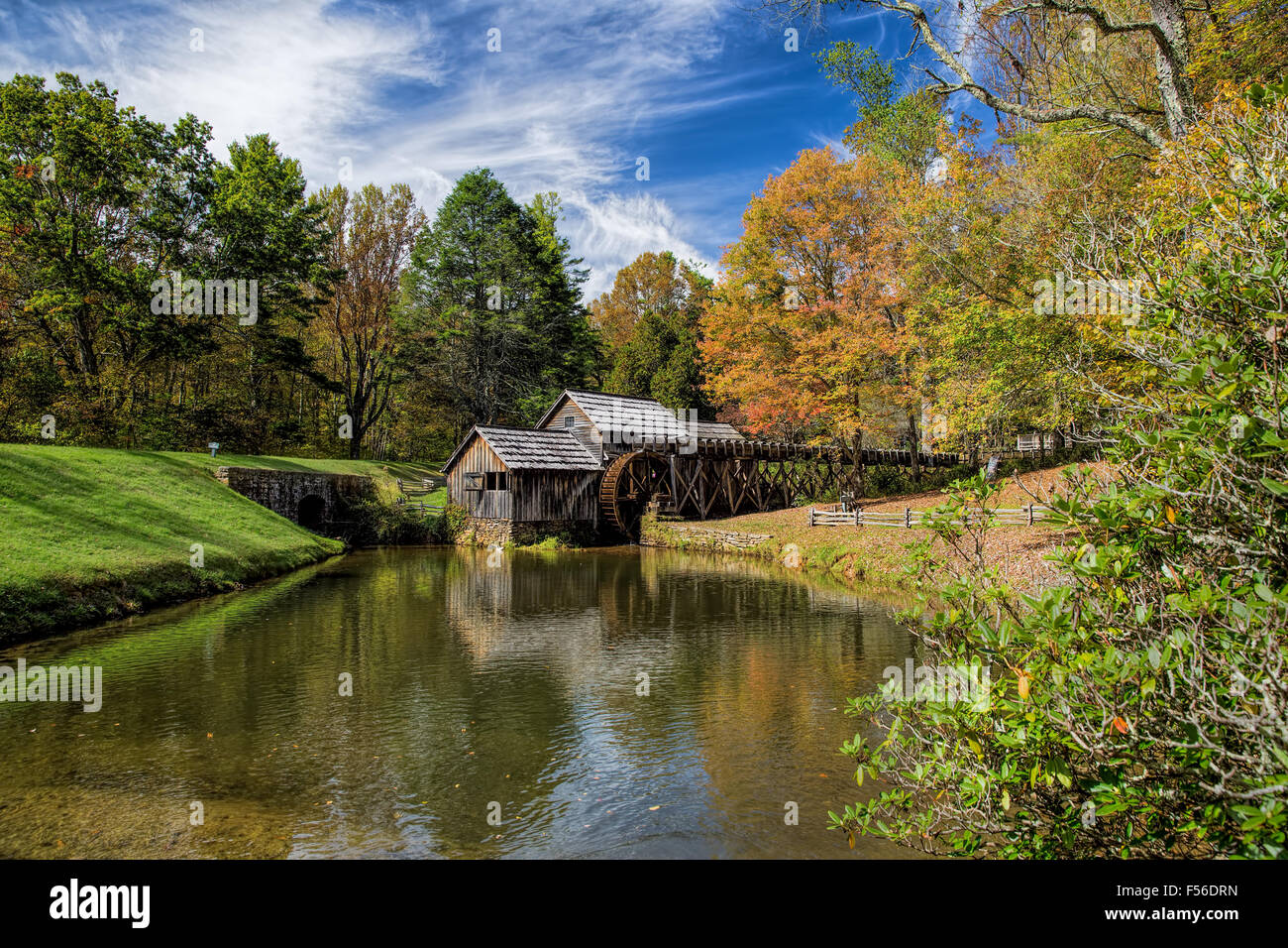 Mabry Mill on the Blue Ridge Parkway in the Blue Ridge Mountains Stock Photo