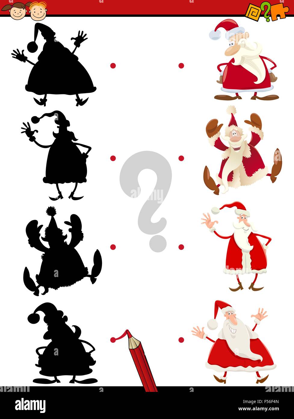 Cartoon Illustration of Educational Shadow Task for Children with Funny ...