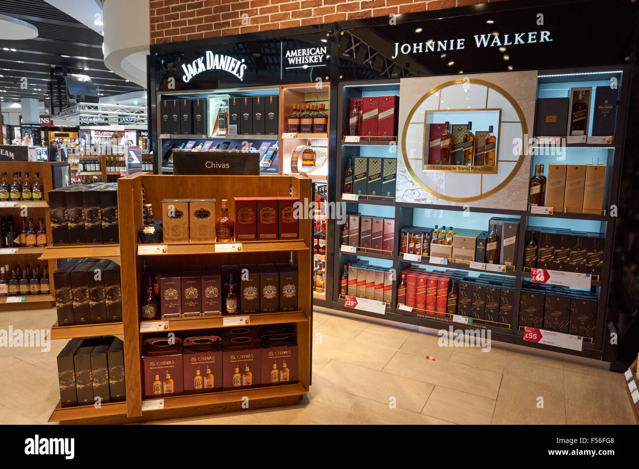 World of Whiskies at World Duty Free shop at London Stansted Airport Essex England United Kingdom UK Stock Photo