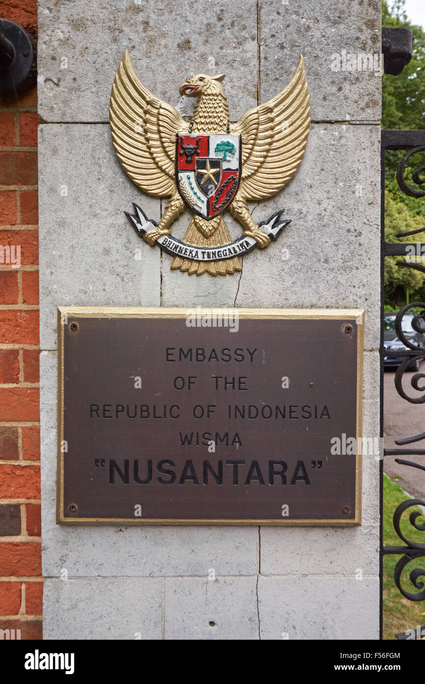 Entrance to the Embassy of the Republic of Indonesia, Wisma Nusantara, London England United Kingdom UK Stock Photo