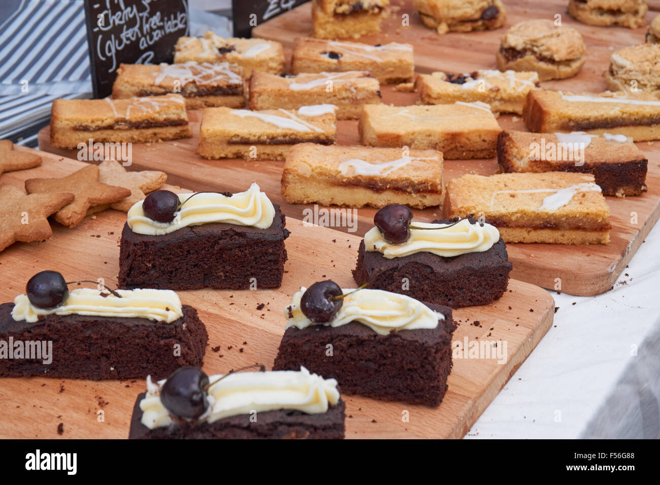 Artisan fresh homemade cakes for sale Stock Photo