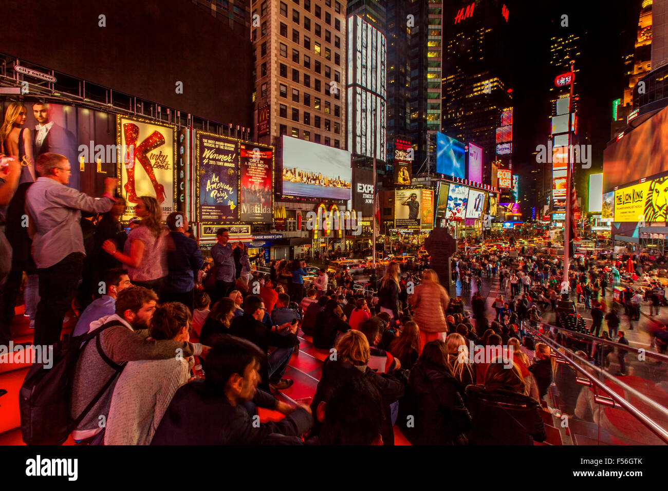 Times Square at night, Midtown Manhattan , New York City, United States of America. Stock Photo